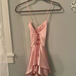 Amazon Pink Satin Mini Dress